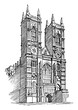 Westminster Abbey or gothic architecture, vintage engraving.