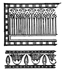 Wall Mural - Egyptian Floral Ornament Form, masses of unbroken wall, vintage engraving.