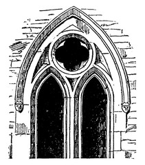 Wall Mural - Plate Tracery, Charlton-on-Oxmore, development of tracery,  vintage engraving.