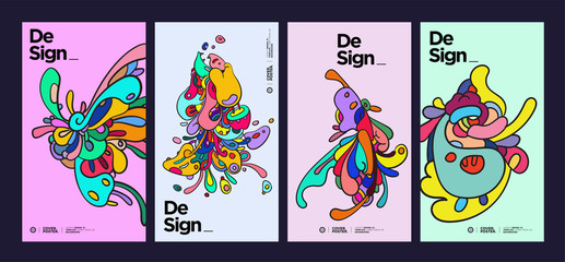  Colorful Abstract Background Pattern Set with Dummy Text for Web Design, Landing Page, Social Media Story, and Print Material.