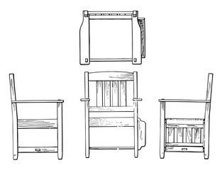 Orthographic projection of arm chair, vintage illustration