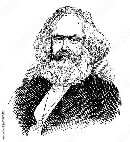 Cuadros en Lienzo Karl Marx, vintage illustration