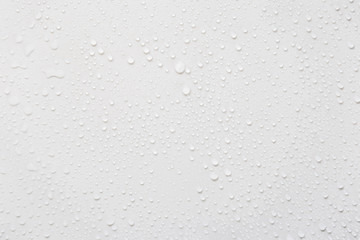 Fototapete - Raindrops on a grayish white background. Rainy season concept.