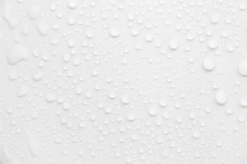 Fototapete - Raindrops on a grayish white background. Rainy season concept.