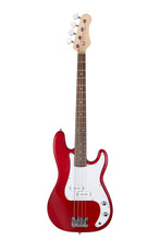 Red Electric Bass Guitar Isolated On White