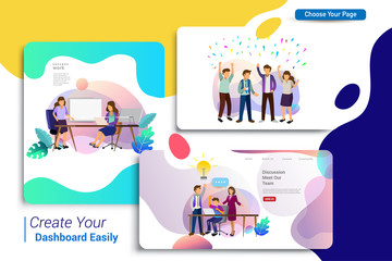 Wall Mural - set of landing page design templates, business strategy, analytics and brainstorming. modern vector 