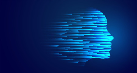glowing technology blue face artificial intelligence design
