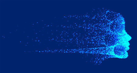 futuristic technology destroying artificial intelligence face background