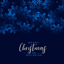 Merry Christmas Beautiful Snowflakes Blue Background Design