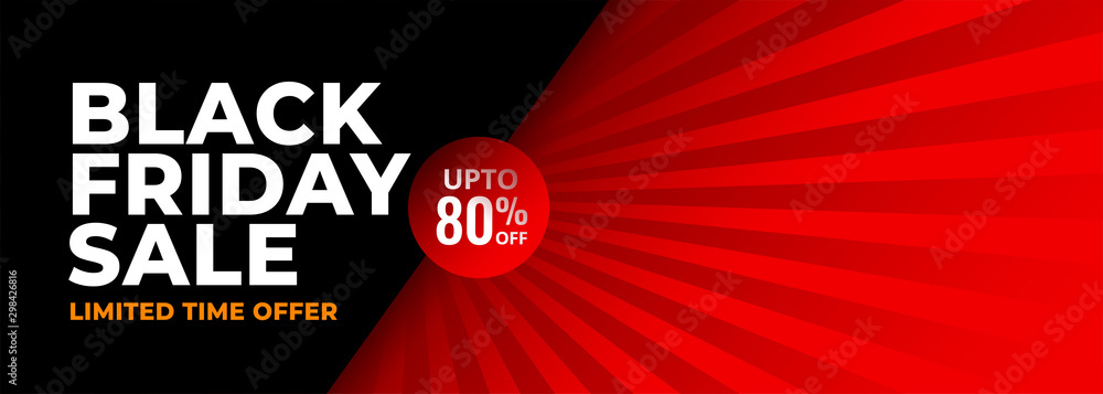 black friday red and black abstract banner design - obrazy, fototapety, plakaty 