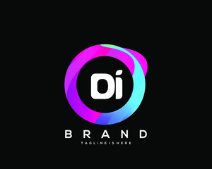 DI initial logo With Colorful Circle template vector.