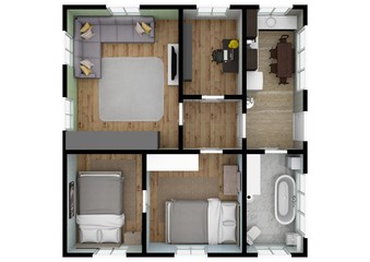 House Floor Plan elevation. 3D design of home space