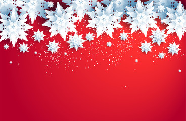 Fotomurali - Red winter holiday realistic snowflakes