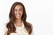 © Cookie Studio - Lucky girl feeling determined day gonna be perfect. Upbeat optimistic caucasian woman wink and smiling, encourage team work hard and productive, feeling happy and motivated