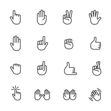 Vector Set Of Hand Line Icons.
