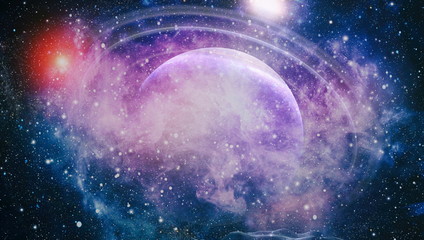 Wall Mural - far being shone nebula and star field against space. nebula night starry sky in rainbow colors. mult