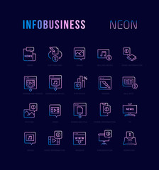 Poster - Set Vector Line Icons of Business Information