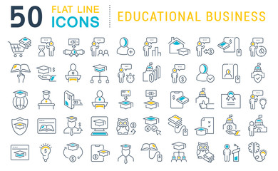 Wall Mural - set vector line icons of educational business