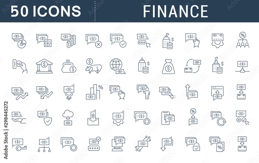 Set Vector Line Icons of Finance Stock Vector | Adobe Stock