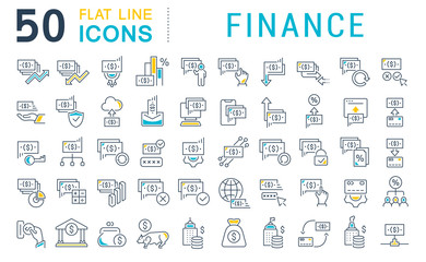 Wall Mural - Set Vector Line Icons of Finance