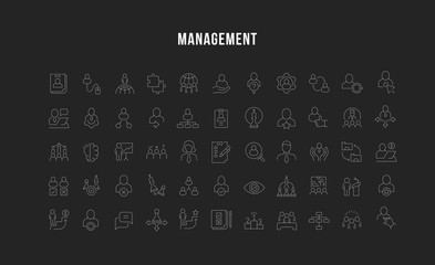 Wall Mural - Set Vector Line Icons of Management