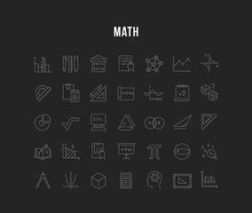 Wall Mural - set vector line icons of mathematics.