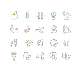 Wall Mural - Set Vector Line Icons of Space Business