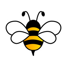 Lovely Simple Design Of A Yellow And Black Bee On A White Background