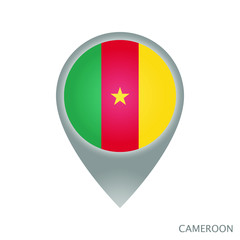 Wall Mural - Map pointer with flag of Cameroon. Colorful pointer icon for map. Vector Illustration.