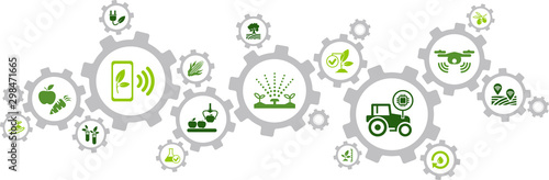 Cuadros en Lienzo smart farm / agriculture technology / agritech icon concept – vector illustratio