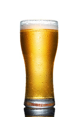 Wall Mural - glass of beer isolated on white background.