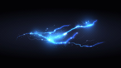 Wall Mural - light blue powerful lightning flash