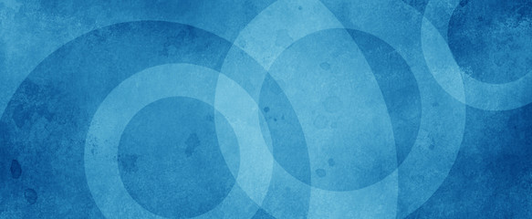 blue background with white circle rings in faded distressed vintage grunge texture design, old geome