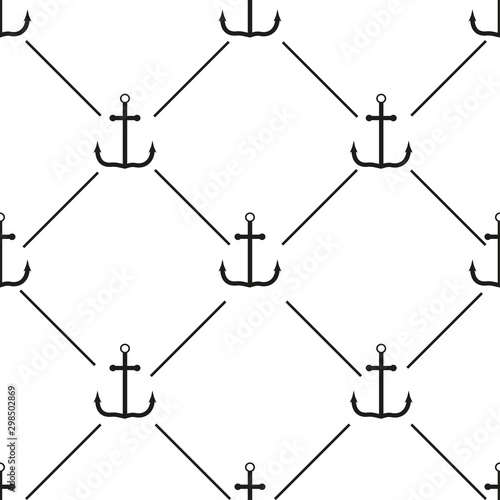 Seamless pattern black anchor on a white background