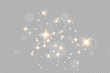 Merry Christmas. golden fire on a transparent background, golden dusty stars. vector illustrator