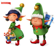 Christmas Elves. 3d Vector Icon