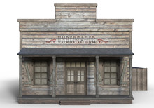 3D Rendered Old Wooden Western Building On White Background - 3D Illustration
