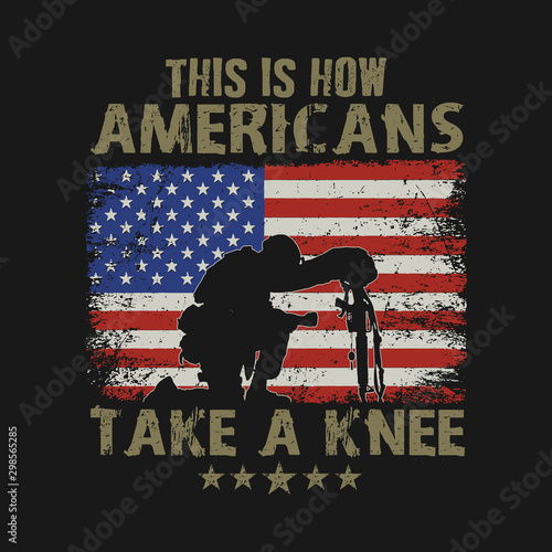 americans take a knee illustration vector Wallpaper Mural