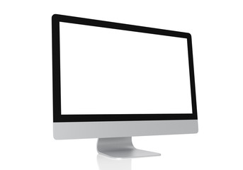 Wall Mural - Computer with blank screen isolated on white background, clipping path, 3d rendering