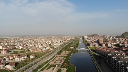 Wall Mural - Arial view of City of Afyon from the river side