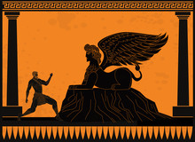 Oedipus Asking The Sphinx Riddle Greek Mythology Tale