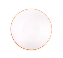 Wall Mural - Empty white bowl ,Top view on white background