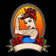 rockabilly girl with tattoo vector