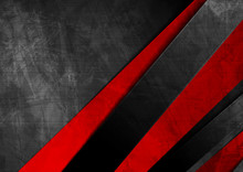 Contrast Red Black Material Geometric Stripes. Abstract Grunge Tech Graphic Digital Design. Old Wall Concrete Texture. Vector Corporate Background