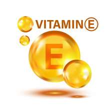 Vitamin E Icon In Flat Style. Pill Capcule Vector Illustration On White Isolated Background. Skincare Business Concept.