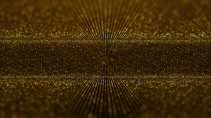 Poster - Futuristic virtual stage golden particles and elegance lights abstract glittering pattern for stage performance show and video jockey loop background