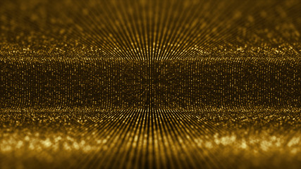 Poster - Futuristic virtual stage golden particles and elegance lights abstract glittering pattern for stage performance show and video jockey loop background