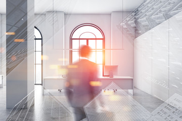 Wall Mural - Businessman entering white open space office