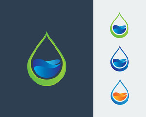 Wall Mural - Ecology logo, Water Drop Logo, Water Drop Design Template vector illustration