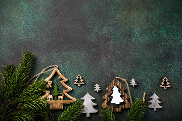 Wall Mural - Festive background with wooden christmas tree